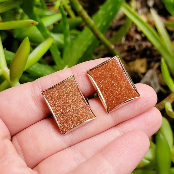 Vintage Sunstone Cuff Links - Picture 3 of 16